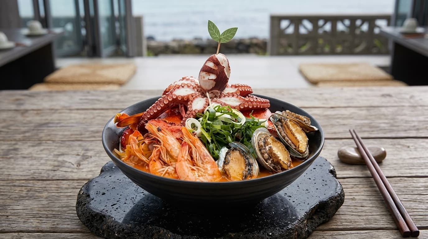 한경면 바다보는날 돌문어 해물라면